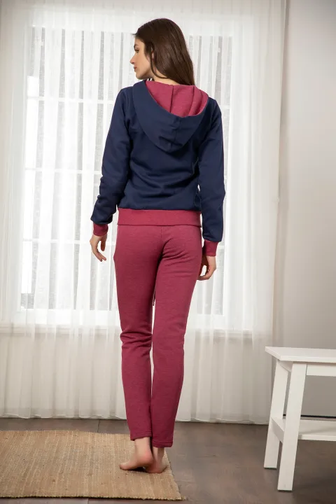 Siyah%20Inci%20Women's%20Navy%20Blue%20Cotton%20Lycra%20Hooded%20Tracksuit%20Set%20-%20Image%203