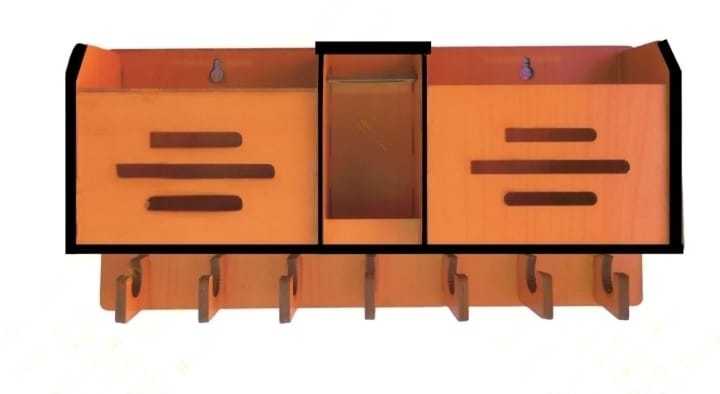 Wooden Keys Holder | Hooks Design Wall Hanger | Hanging Keys Hooks | Sweet Home Keys Hanging stand | Mobile charging stand | Remote holder, hanger, Pocket, wall mounted key holder