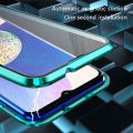 Biruiqu For Samsung Galaxy A14 5G Magnetic Absorption Case Metal Frame Shockproof Double Sided Tempered Glass Magnetic Case Cover. 