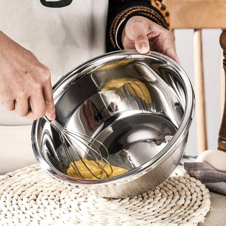 1pc, Stainless Steel Mixing Bowl, Fruits And Vegetables Washing Bowls, Salad Mixing Bowls, Kitchen Gadgets, Kitchen Accessories