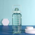 High Quality Transparent Water Bottle 2000 ML with Time Marks Motivational markings Bounce Cover Time-Period Scale Reminder n Frosted Cup 2 litre Travel bottle for cold water, Outdoor fitness Training, office  and school. 