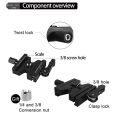 Mounting Plate Clamp Double Lock Mounting Plate Clamp Adjustable Knob Adapter for Tripod Ball Head -06. 