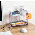 Plastic Desktop Organizer Double Layer Hollow Shelf For Cosmetics, Finishing, Kids, Kitchen And Bathroom Accessories Storage Rack 2 Tier Shelf Holder. 