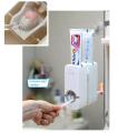 Set of Toothpaste Dispenser & Toothbrush Holder - White Automatic Toothpaste Dispenser and Toothbrush Holder Set  Wall Mounted Toothpaste Dispenser with 5 Toothbrush Holder Set  Toothpaste Squeezing Machine  Toothpaste Dispenser Tooth brush Holder set. 