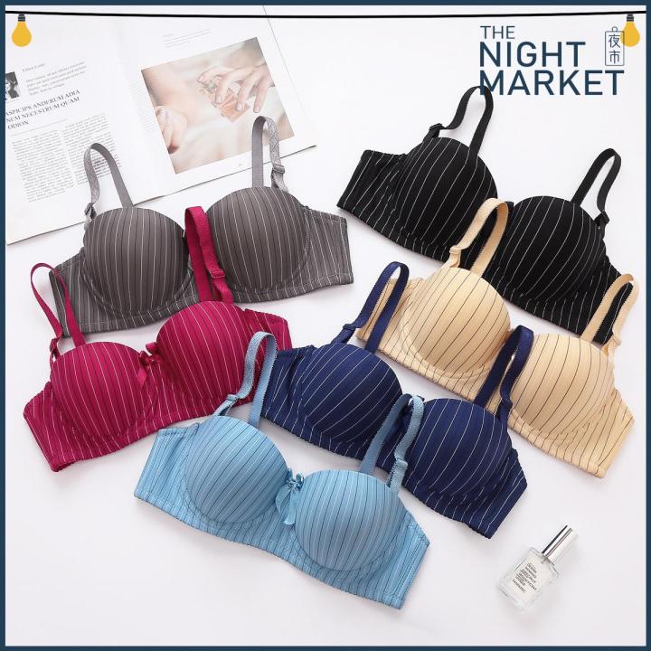 [Night Market] Stripes Underwire Demi/Half Balconette Bra/ Coli Wanita Jalur Berdawai