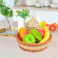 Rattan Bread Basket Wicker Woven Round Storage Basket Kitchen Bread Box Fruit Plate Trays Toys Storage Boxes Organizer Home Decor. 