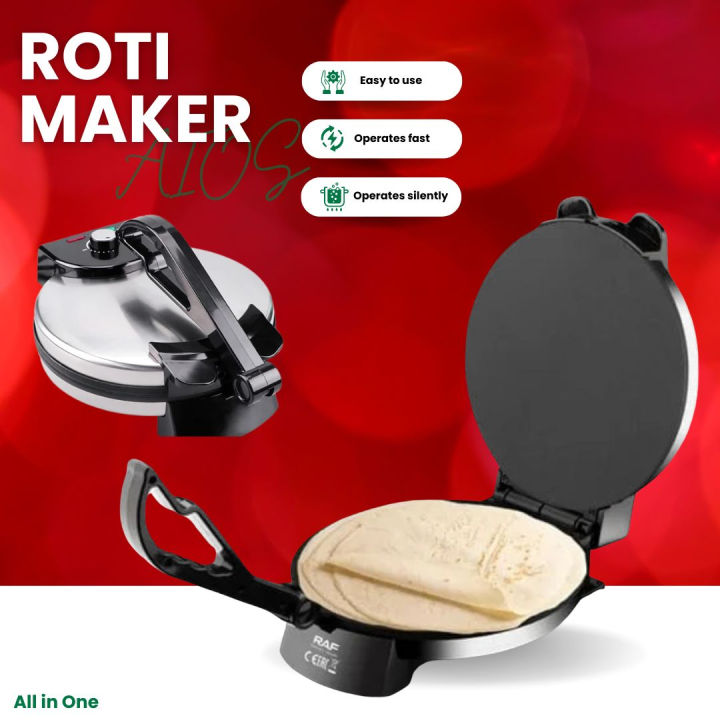 Roti Maker - Electric Roti Maker Machine Fully Automatic - Roti Maker Machine - Chapati Maker - Bread Maker Machine - Roti Maker Machine Fully Automatic Electric - Pancake Maker - Tortilla Maker - Crepe Maker - 1500w Original Company Large Size