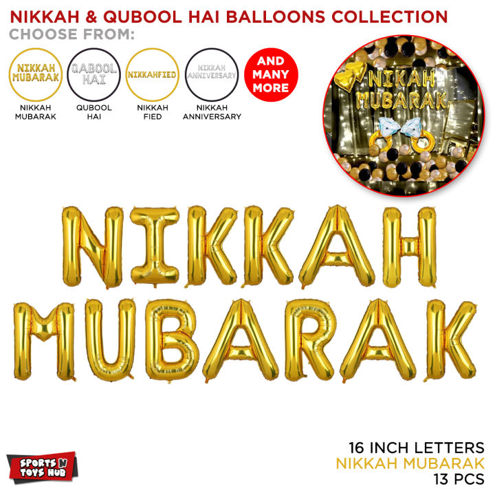 Nikkah Mubarak & Qabool Hai Foil Balloons Collection For Wedding Ceremony Gold Chrome Metallic Alphabet Foil Letter Balloon Set Qaool he Ballon For Wedding Nikkah Marriage Letter Party Decoration Party Supplies For Home Decor, Garden :  SwV1TMu4