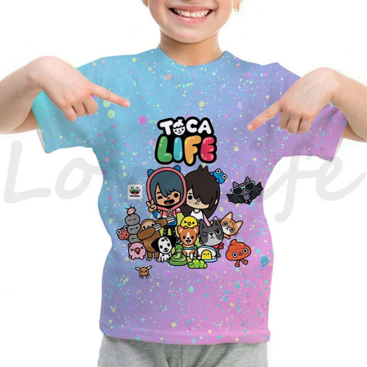 Toca Life world kids T shirt Harajuku o-neck boys T-shirts Kawaii girls tee shirt children clothes Toca Boca print T-shirt tops