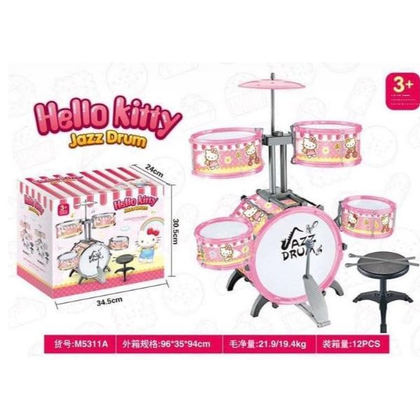 Hello Kitty Kids Jazz Drum Set Musical Instrument Playset Learning Toy