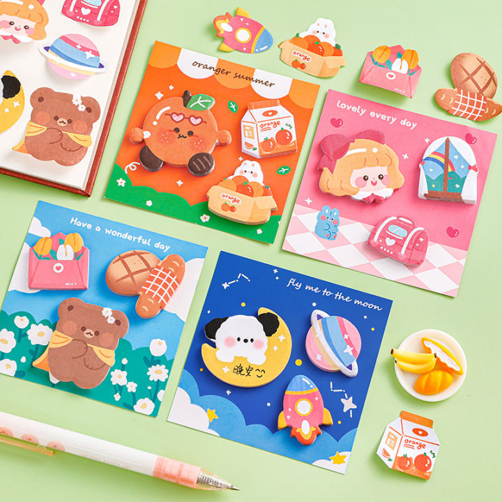 Cartoon combination sticky notes cute handbook decoration stickers ...