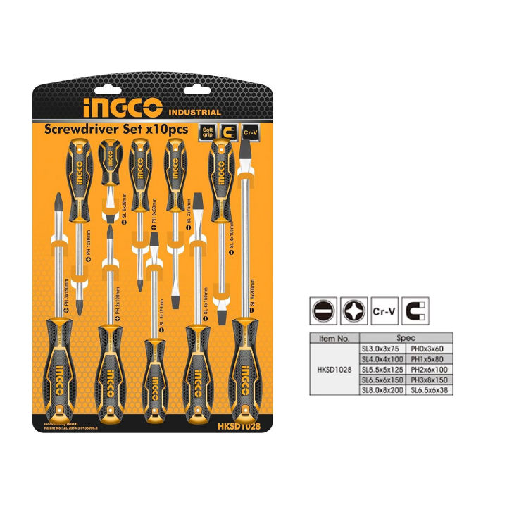 INGCO Original 10 Pcs Industrial Screwdriver Set - INDUSTRIAL