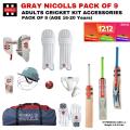 2022 Latest Gray Nicoll Hypernova 1.3 Players Adult Cricket Kit | Adults Economy Pack of Cricket Kit ( Age 15 - 20 Years ) | Pack of 9 Accessories Cricket Kit  for Senior & Club Cricketers. 