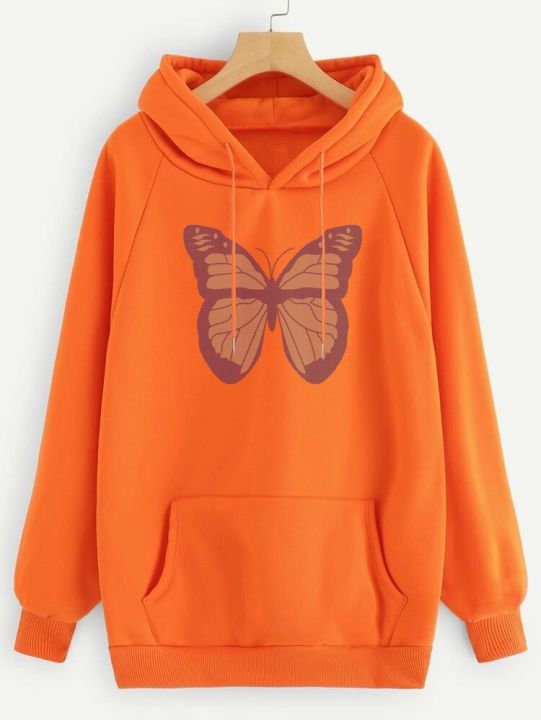Butterfly%20Printed%20Fleece%20Full%20Sleeves%20Pull%20Over%20Hoodie%20For%20Women%20-%20Image%202