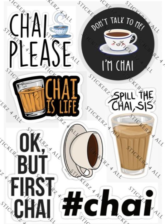 CHAI uncut sticker sheet A6 size aesthetic desi humor bollywood pakistani lollywood facebook memes tea brown things journalling guitar phone case laptop skateboard
