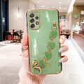 For Samsung Galaxy A72 Back Cover with Love Heart Chain Wrist Strap Fashion Bracelet Shiny Plating Bumper Protective Case Silicone Shockproof Mobile Phone Cases. 
