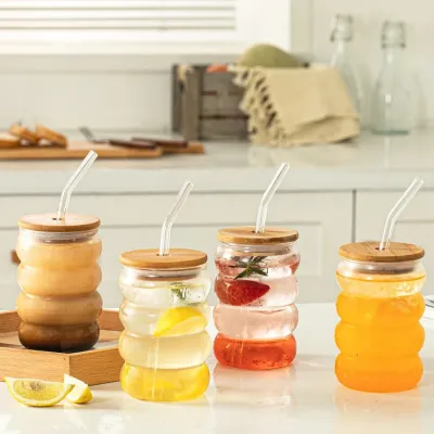 Ribbed Round Glass Sipper
