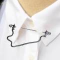 Fashion Mens Shirt Collar Bar Pin with Chain Suit Decor Necktie Tie Clips Badges Brooch Pin Collar. 
