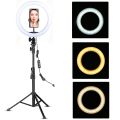 7 Feet Tripod Stand with 26 CM / 36CM / 45CM Selfie Ring Light & Mobile Phone Holder for Tiktok Videos Best Quality Metal Tripod Tiktok Light - Photography Kit. 