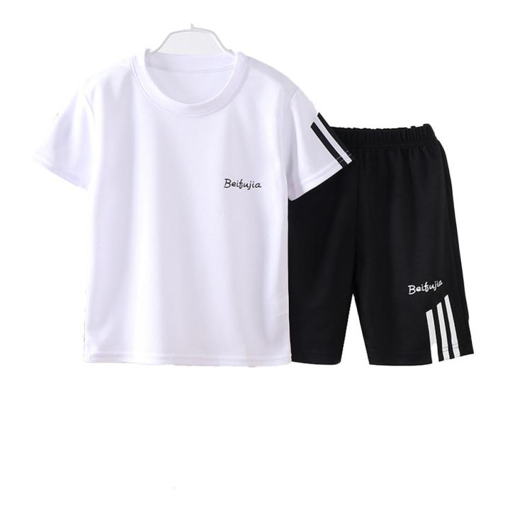 2 Pcs Children Boys Suits Short-sleeved T-shirt + Shorts Quick Dry Sports Clothes Set color:2103 short-sleeved suit red baby age:3-4year size:110 yards