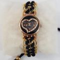 Fashion Heart-Shaped Dial Watch with Beaded Bracelet Strap for Women. 
