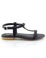 Black Faux Leather Sandals For Women. 