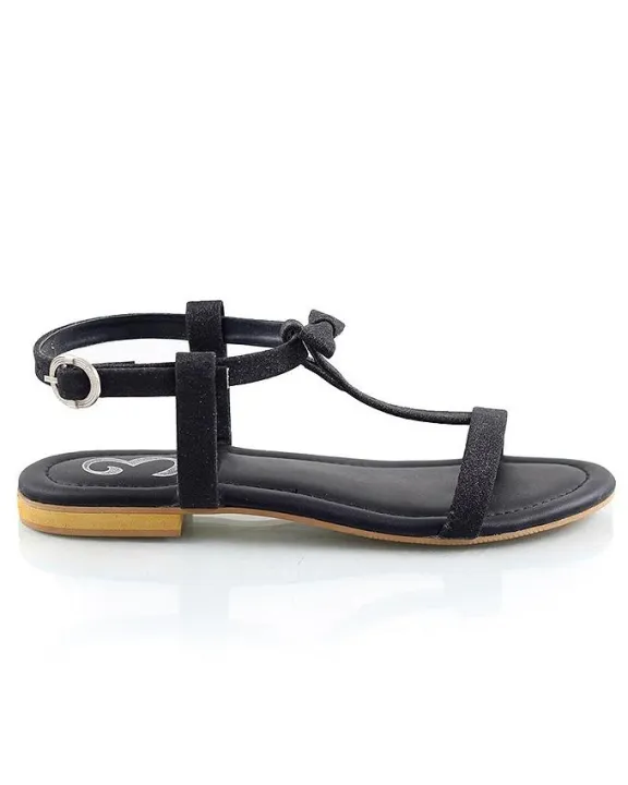 Black%20Faux%20Leather%20Sandals%20For%20Women%20-%20Image%203