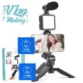 Vlogging Kit with Mobile Holder, Tripod Stand, LED Ring Light, Model AY 49, Microphone, Flexible Tripod, DSLR Camera, and Video Recording Accessories - Ideal for Live Streaming, Short Film, and Video Making for Indoors or Outdoor. 