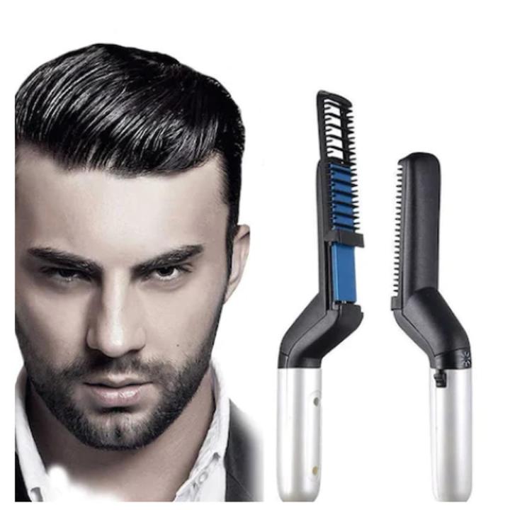 Modeling Comb Hair Straightener Hair Iron Men Quick Beard Straightener Styler Comb Perfuw Upgraded Electric Anti-Scald Modeling Comb Men's Hair Straightening Comb, Anti Static, Efficient For Styling And Hair Fashioning