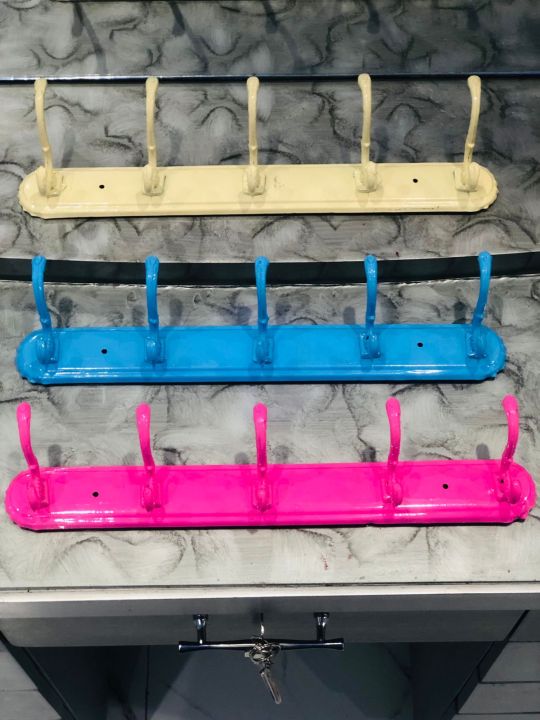 Cloth%20Holder%20-Cloth%20Hanging%20Hooks%20Wall%20-Door%20Mount%20Best%20Quality%20Hook-Killi-(%205%20hook%2014%20inch%20length)Multicolor%201%20Pc%20-%20Image%203