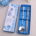 Chinese Style Elegant Non-slip Design Stainless Steel Chopsticks Spoon Gift Set. 