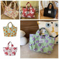 Bow Detailing Floral Tote Bag Artistic Design Durable Canvas French Style Oil Painting Bag Handheld Bag Single Strap Vintage Handbag for Daily Use Fashionistas Picnic Accessory Ladies' Lunch Bag. 