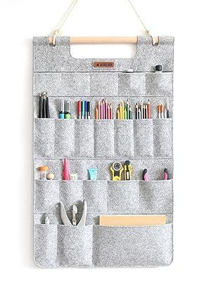 Multi-Functional 20 Pockets Wall Hanging Organizer Bedroom Wall Decor Stationery And Tools Organizer with Pockets For DIY Tools (68X42cm - Gray)