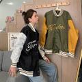 Jacket2022Summer Women'sinsKorean Style Letter Print Student Baseball Uniform Spring and Autumn Loose Long Sleeve Jacket Fashion. 