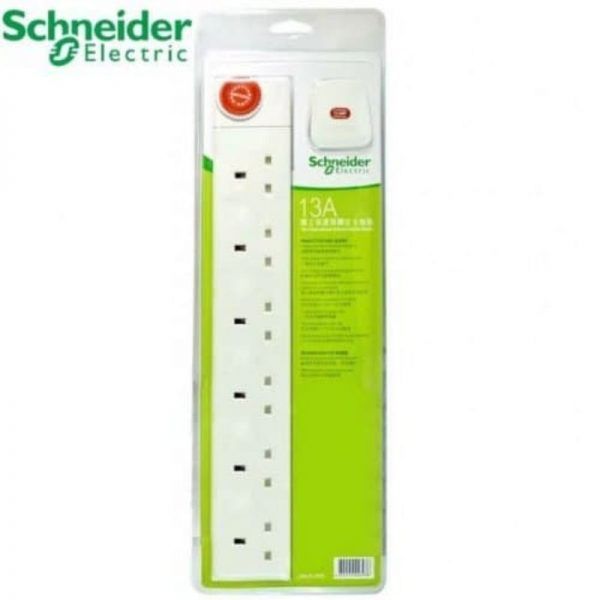 Schneider 5 Socket 3Pin Flat 13Amp Extension Power Cord with 3m Cable