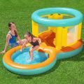 4 Ft Bestway Inflatable Jumptopia Bouncer and Play Swimming Pool For Kids Solid Shape Sorting Wall Colorful Swimming Pool With Vinyl 5 Inch Depth Little Jumpers Water Splash Kid Play Fun Party Game Indoor & Outdoor Picnic With Family Easy & Simple 52385. 