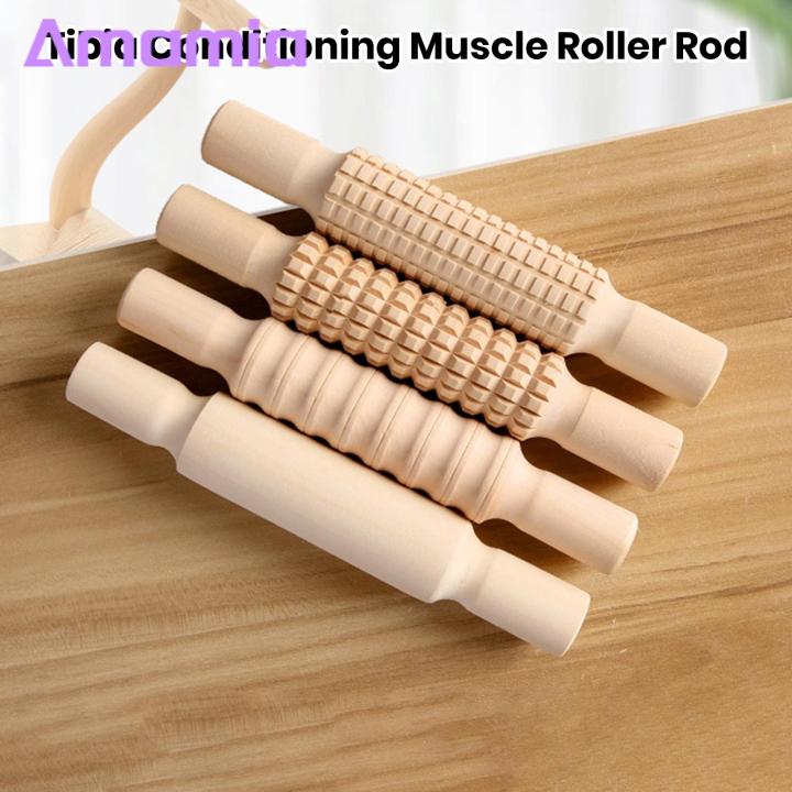 Athletes Muscle Roller Stick Thai Kickboxing Muscle Roller Stick for Sore Relief Physical Therapy Authentic Wooden Massager for Athletes Shin Conditioning Muscle Roller Stick