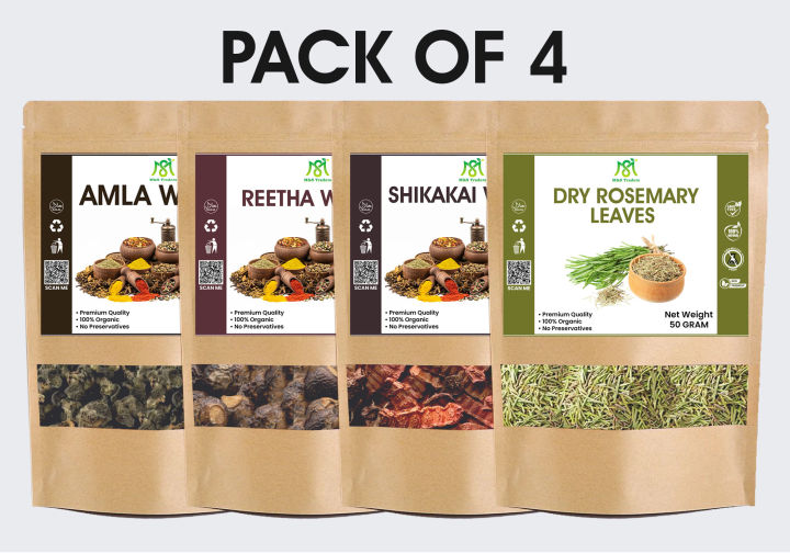 Pack of 4 Amla Reetha Shikakai + Rosemary Leaves