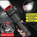 Multifunction Portable Led Flashlight Rechargeable LED Torch Flashlight,Car Emergency Tool with Window Breaker,Cutter. 
