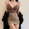 Spaghetti Strap Bodycon Sleeveless Women Tank Tops Built-in Cups Shelf Bra Camisole Tank Top Fashion Ladies Cotton Stretch Undershirts Daily Basic V-Neck Tops. 