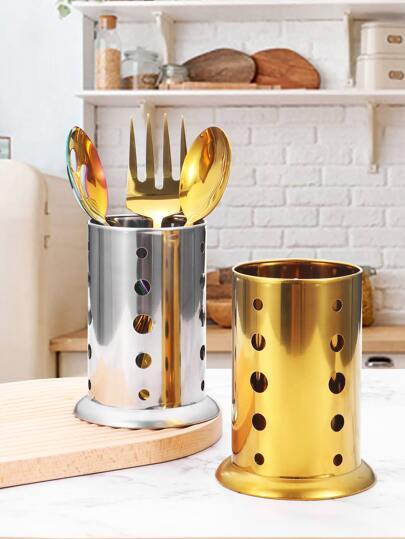 Stainless Steel Spoon Holder for Spoons Forks Kitchen Utensils - Silver, Golden
