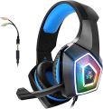 SOULBYTES S12 PS4 PS5 PC XBOX ONE SWITCH WITH MICROPHONE DYNAMIC RGB LED EFFECT 3.5MM WIRED STEREO BASS OVER EAR MIC GAMING HEADPHONES. 