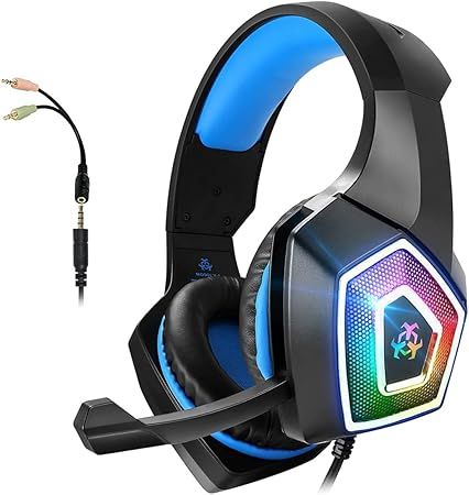 SOULBYTES S12 PS4 PS5 PC XBOX ONE SWITCH WITH MICROPHONE DYNAMIC RGB LED EFFECT 3.5MM WIRED STEREO BASS OVER EAR MIC GAMING HEADPHONES