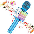 5 in 1 Wireless Karaoke Microphone with LED Lights – Bluetooth Mic Speaker for Kids Singing, Music & Fun – Rechargeable & Portable. 