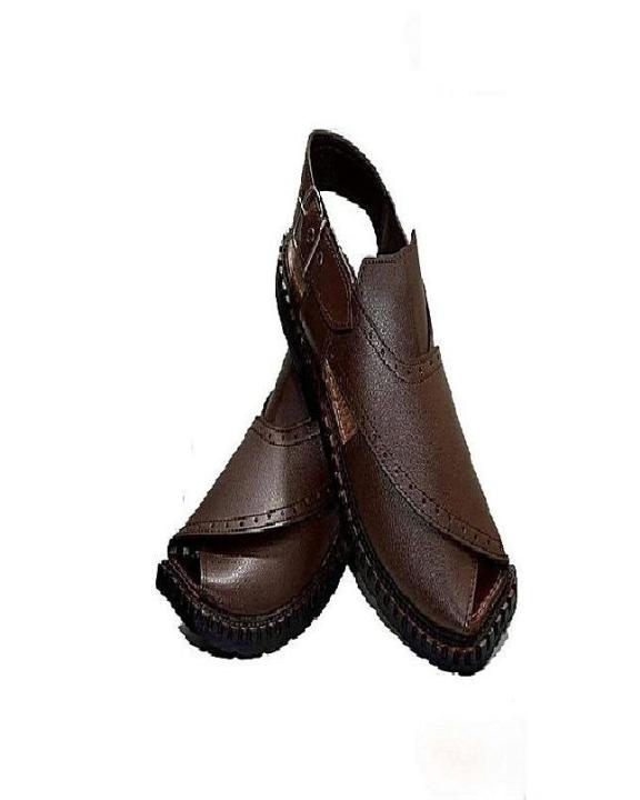 Brown Artificial Leather Peshawari Sandals For Men