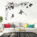 Classical Black Flower Vine Butterfly Wall Sticker. 