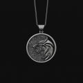 CHENGXUN Witcher Geralt of Rivia Medallion White Wolf Necklace for Men Women Gift Mens Birthday Pendant Vintage Gwynbleidd. 