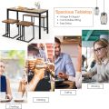 4 Piece Dining Table Set, Kitchen Table and Chairs for 4, Nesting Furniture Set w/Bench & 2 Stools, Space-Saving Table Set, Modern Desk Set for Dining Room Restaurant. 