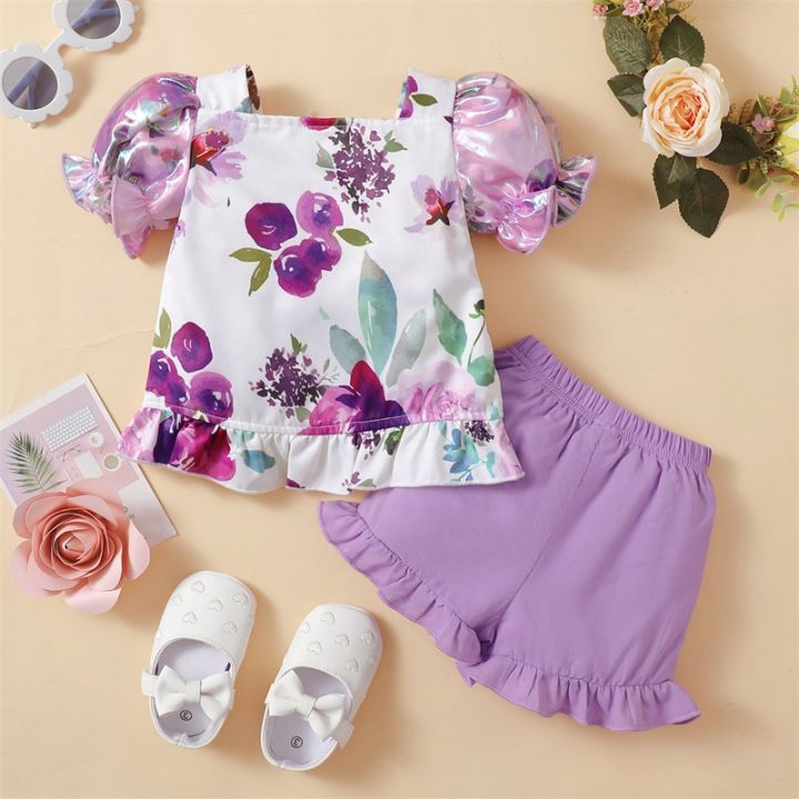 2%20Pieces%20Girls%20Suit%20Set,%20Floral%20Print%20Short%20Puff%20Sleeve%20Ruffle%20Tops+%20Solid%20Color%20Shorts,%206%20Months-3%20Years,%20Purple%20-%20Image%202