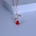 New Retro Rose Flower Pendant Charm Party Red Necklace Female Accessories Banquet Jewelry Girlfriend. 